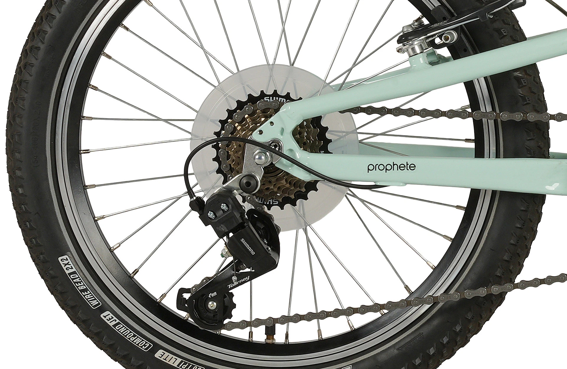 Trio Kinder Mountainbike mint - Detailansicht Schaltung auf weißem Grund