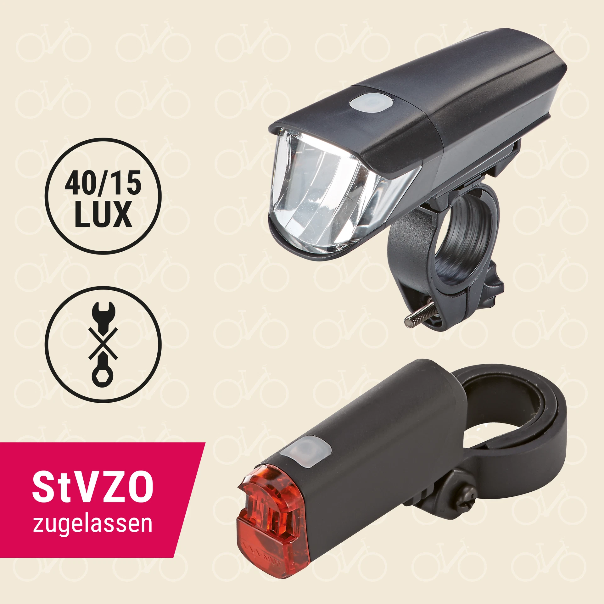 Batterieleuchtenset 40 Lux - diagonale Ansicht