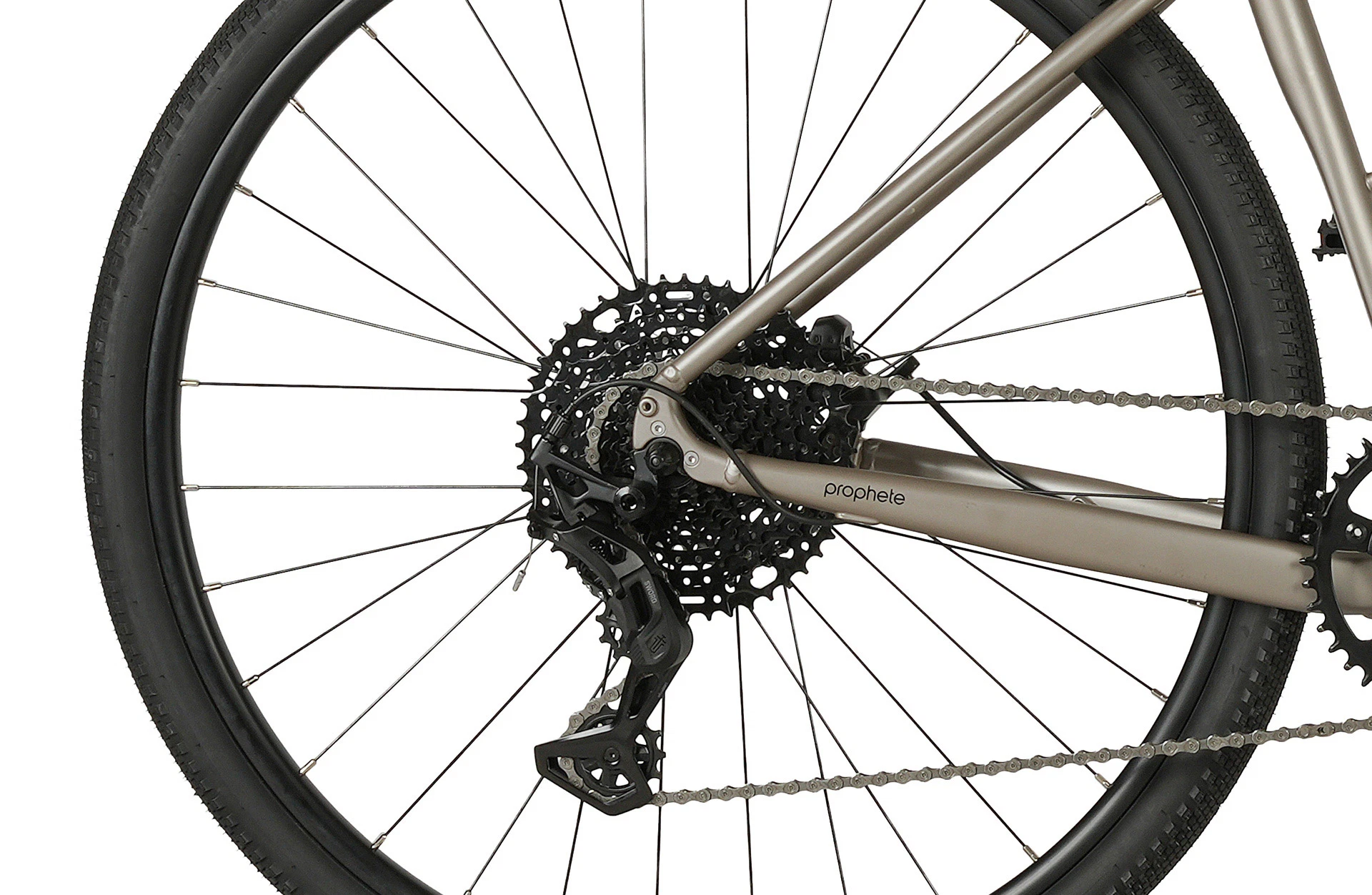 Graveler Gravelbike silber - Detailansicht Schaltung auf weißem Grund