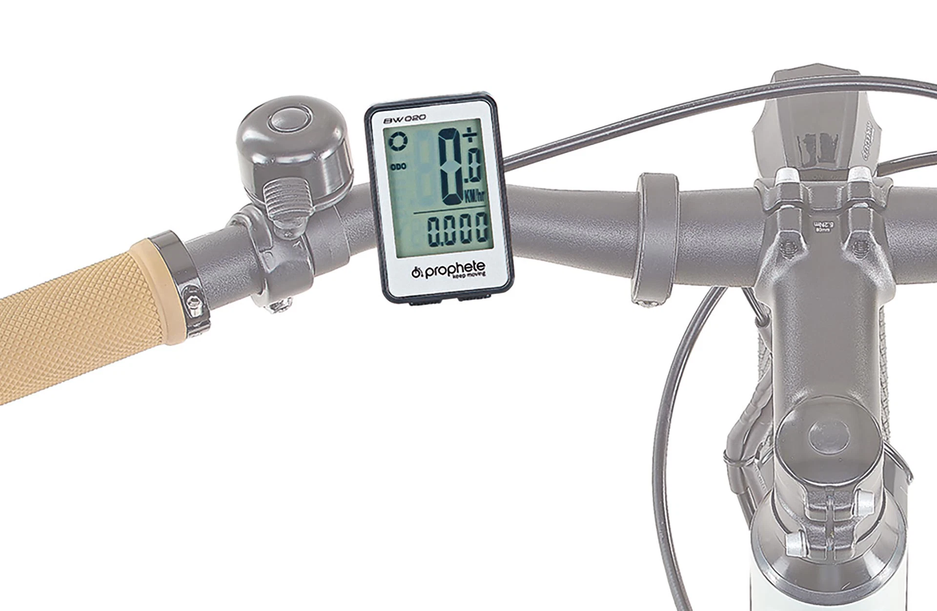 Fahrradcomputer montiert an transparentem Lenker - Ansicht von oben