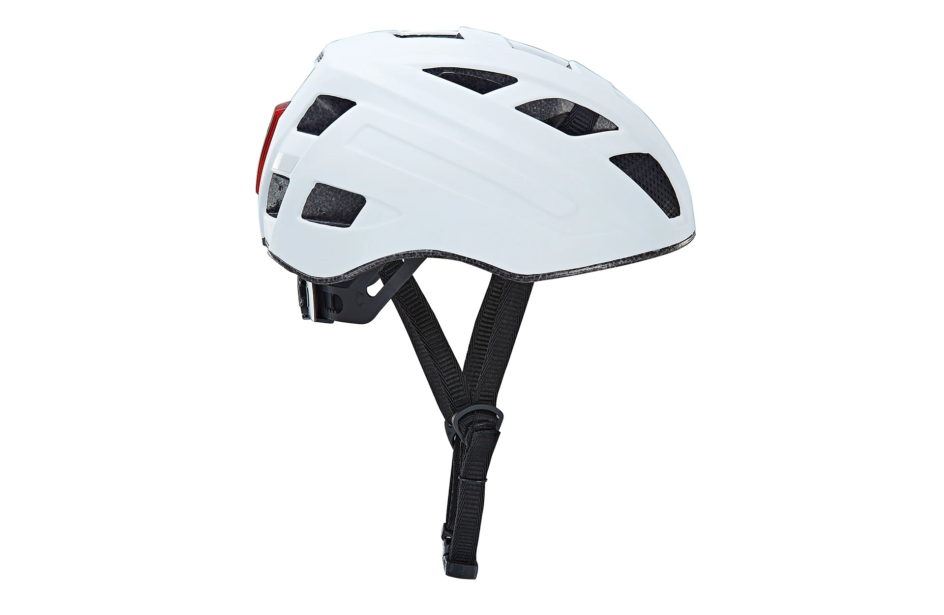 Fahrradhelm weiß - seitliche Ansicht auf weißem Grund