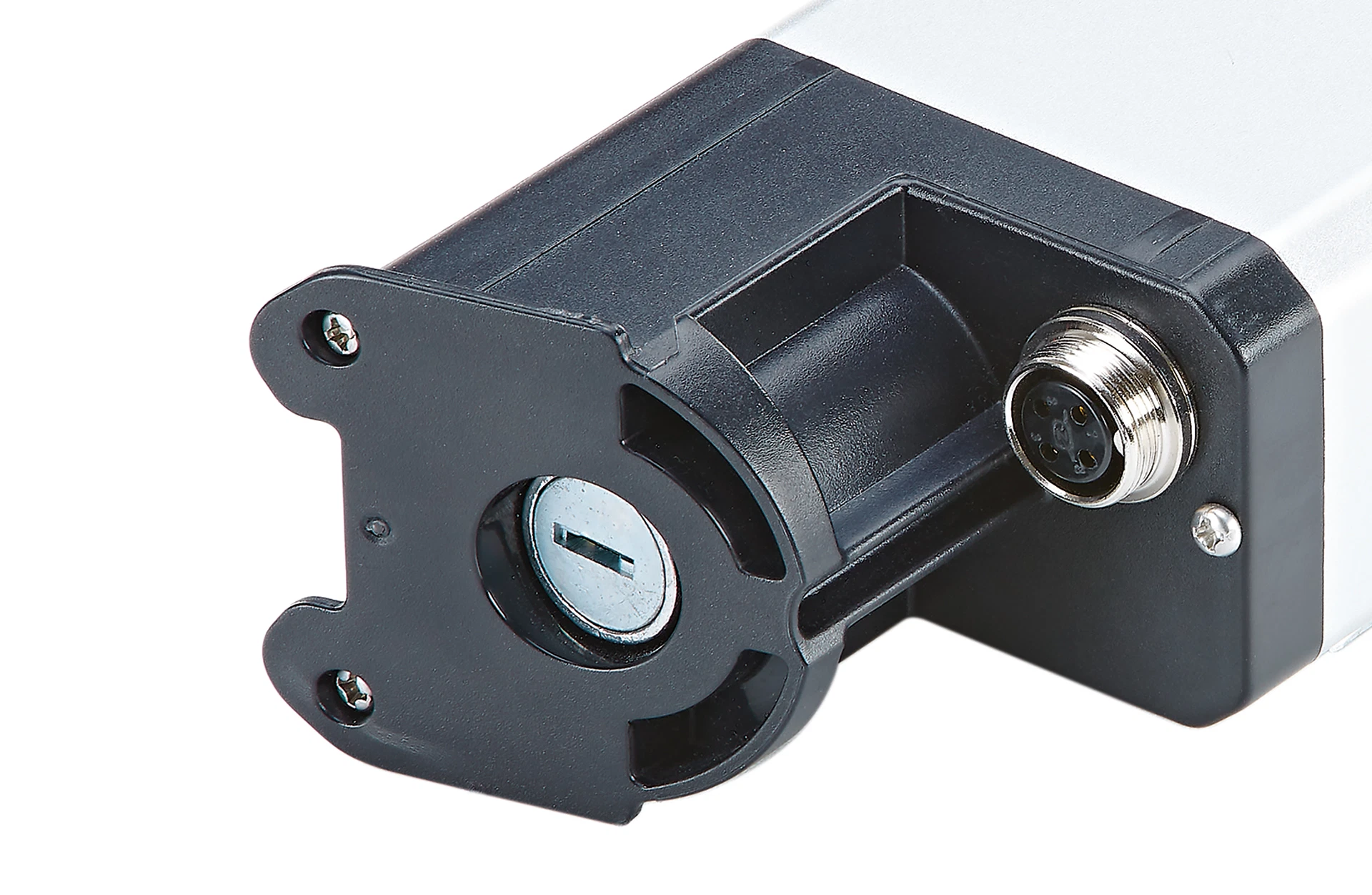 Faltrad Akku Ladeanschluss - seitliche Ansicht auf weißem Grund