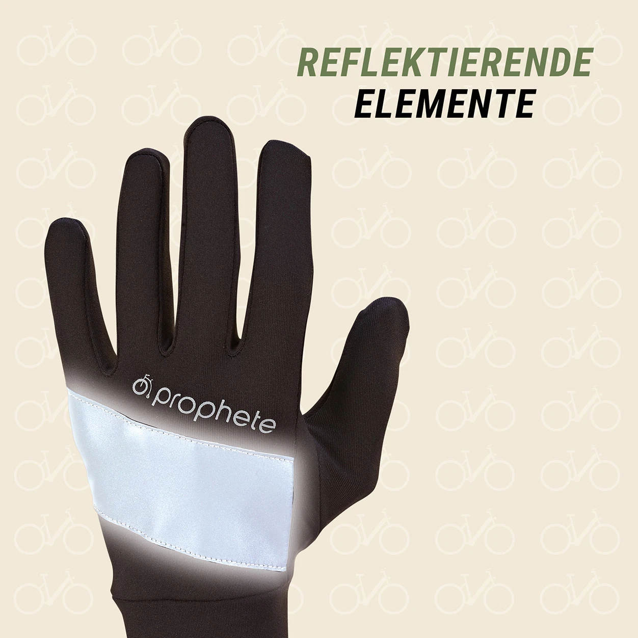Fahrradhandschuhe lang mit reflektierenden Elementen - Vorderansicht