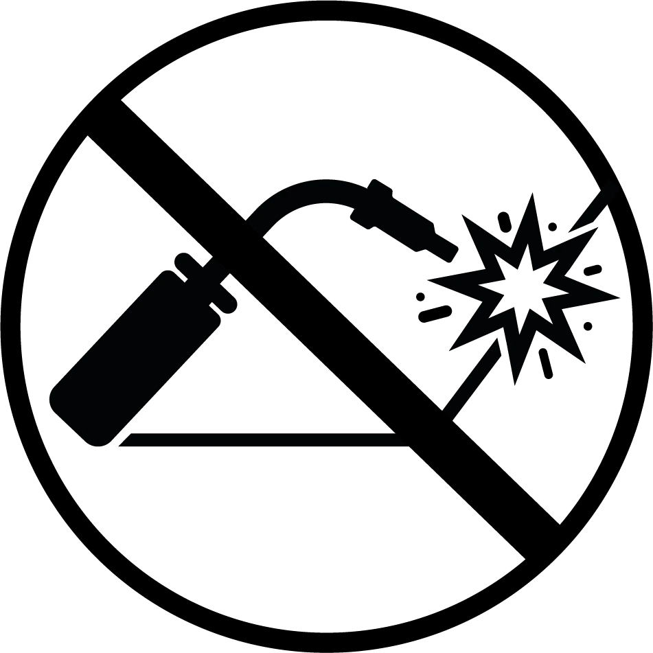 Icon Schweißbrenner durchgestrichen (rund)
