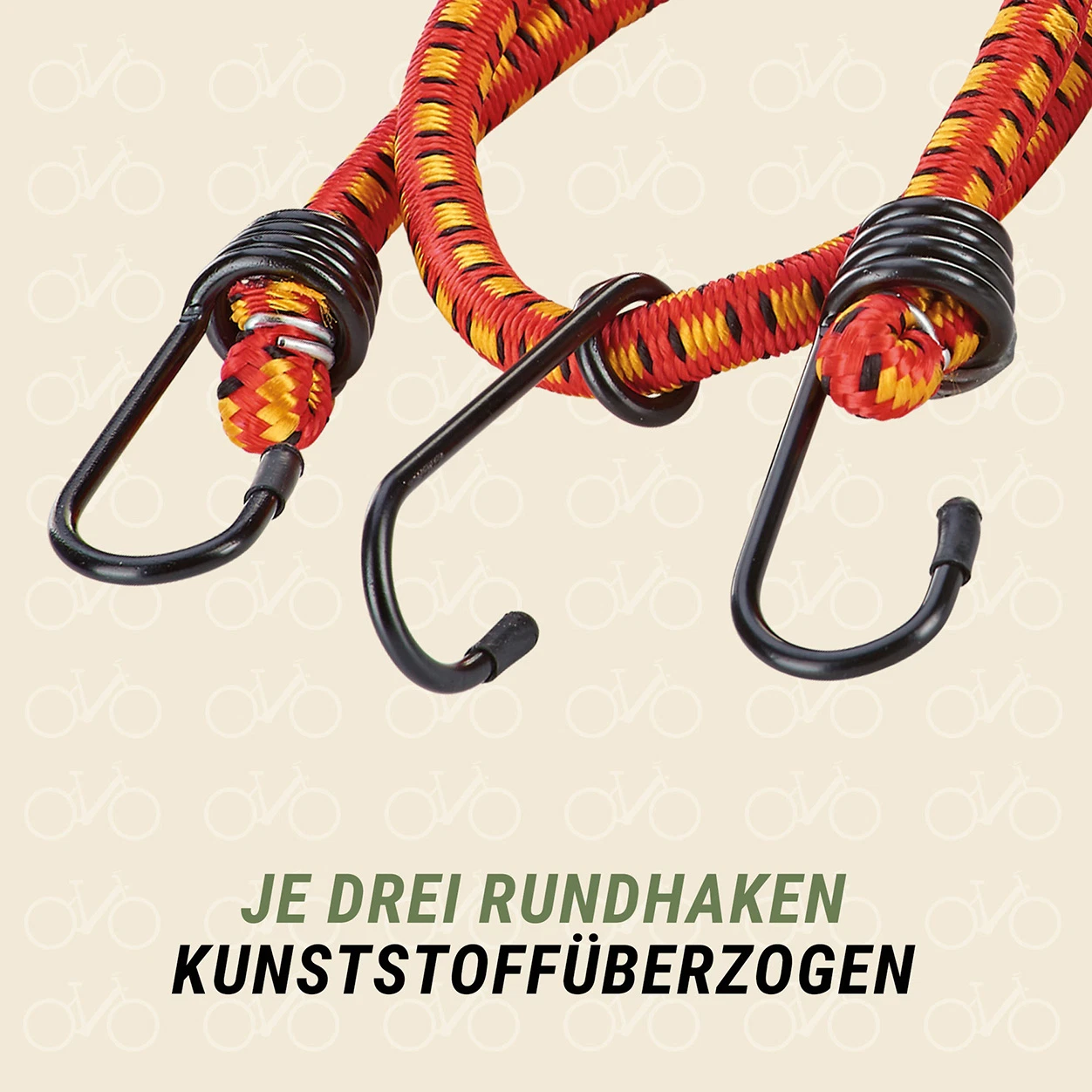 Gepäckträger Gurtset je drei Rundhaken Kunststoffüberzogen - detailansicht