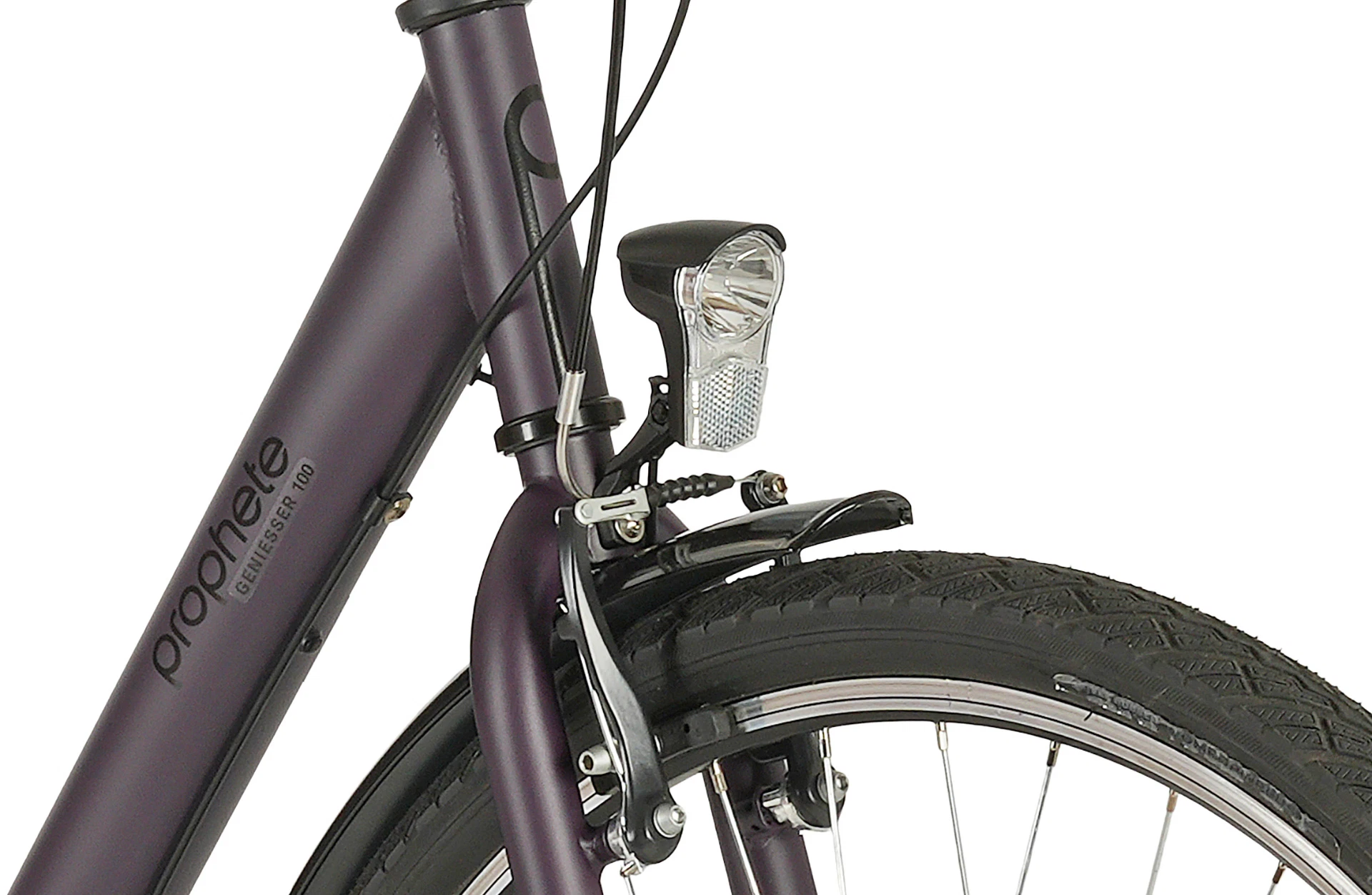 Geniesser 100 City Fahrrad - Detailansicht Beleuchtung auf weißem Grund