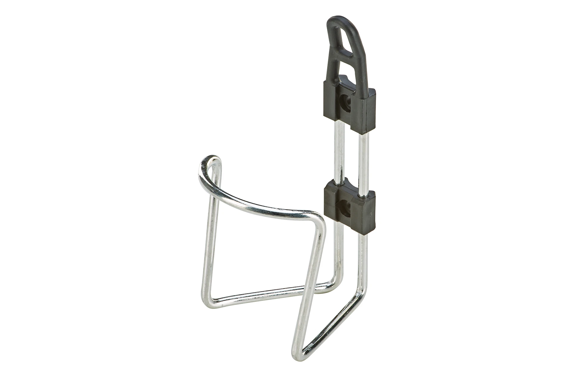 Trinkflaschenhalter silber - diagonale Ansicht auf weißem Grund