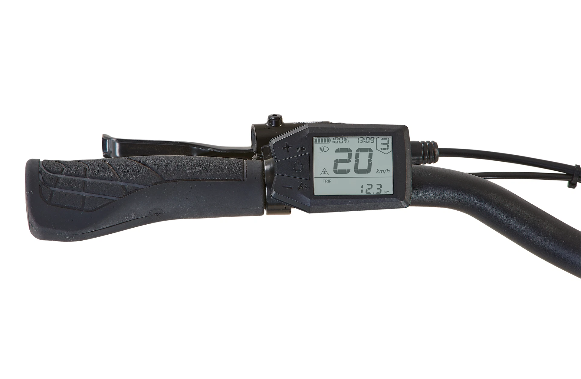 Geniesser 3.3 City E-Bike - Detailansicht Display am Lenker auf weißem Grund