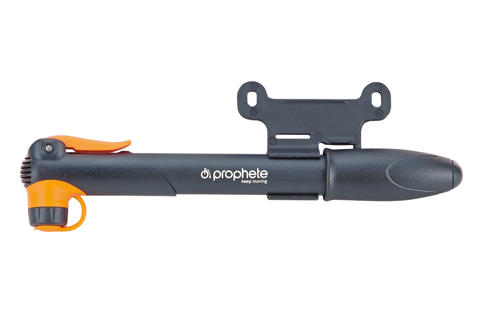 Handpumpe mit Halterung - Ansicht von vorne auf weißem Grund