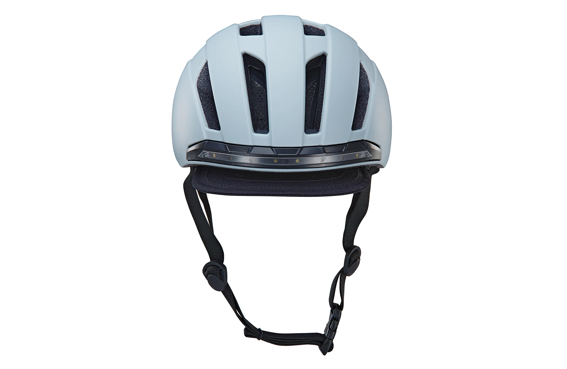 Fahrradhelm grau - Ansicht von vorne auf weißem Grund