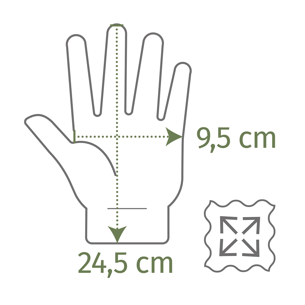 Fahrradhandschuhe lang Länge 24,5cm und Breite 9,5cm - Zeichnung