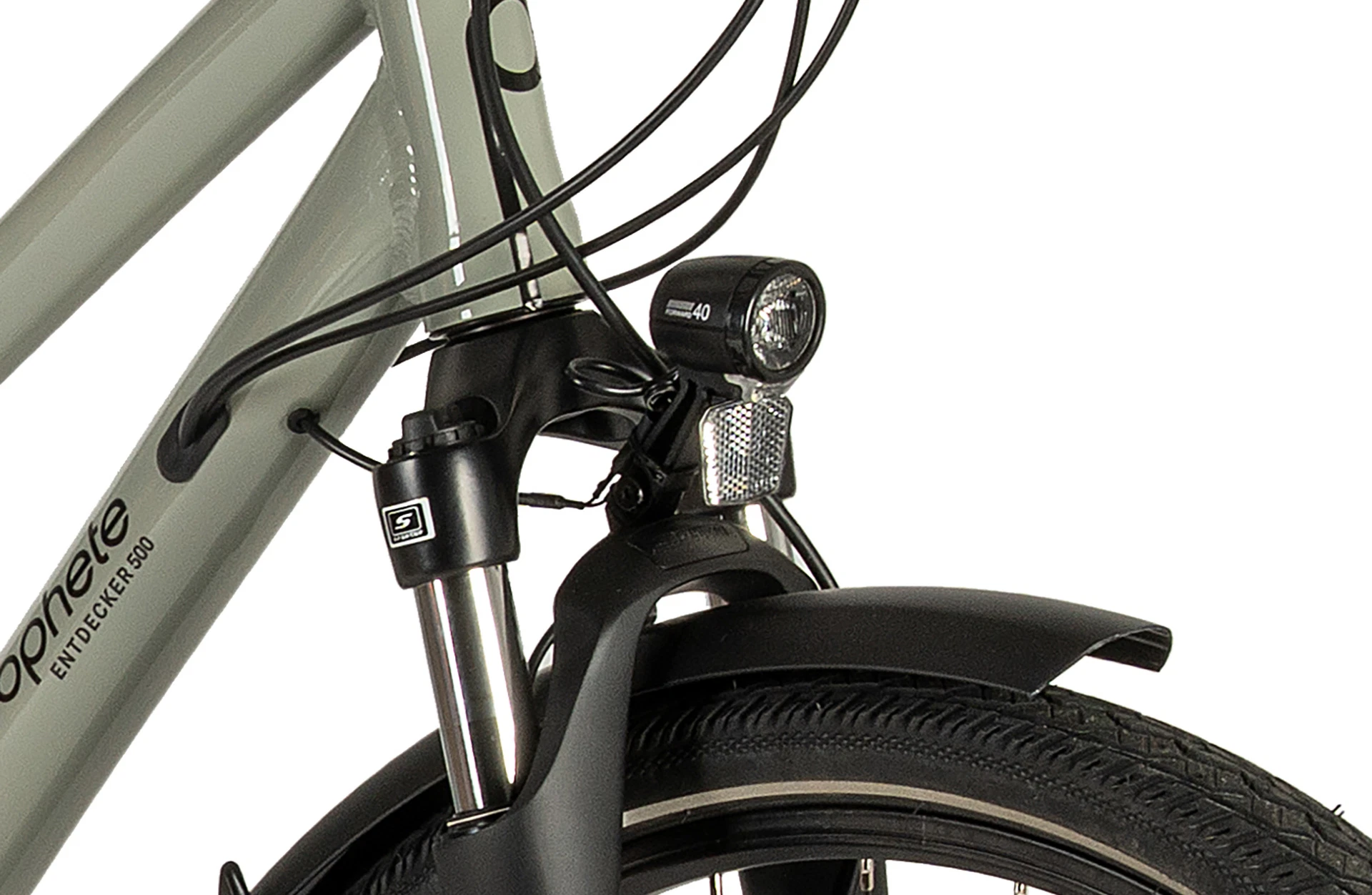 Entdecker 500 Trekking Bike Trapezrahmen - Detailansicht Beleuchtung auf weißem Grund