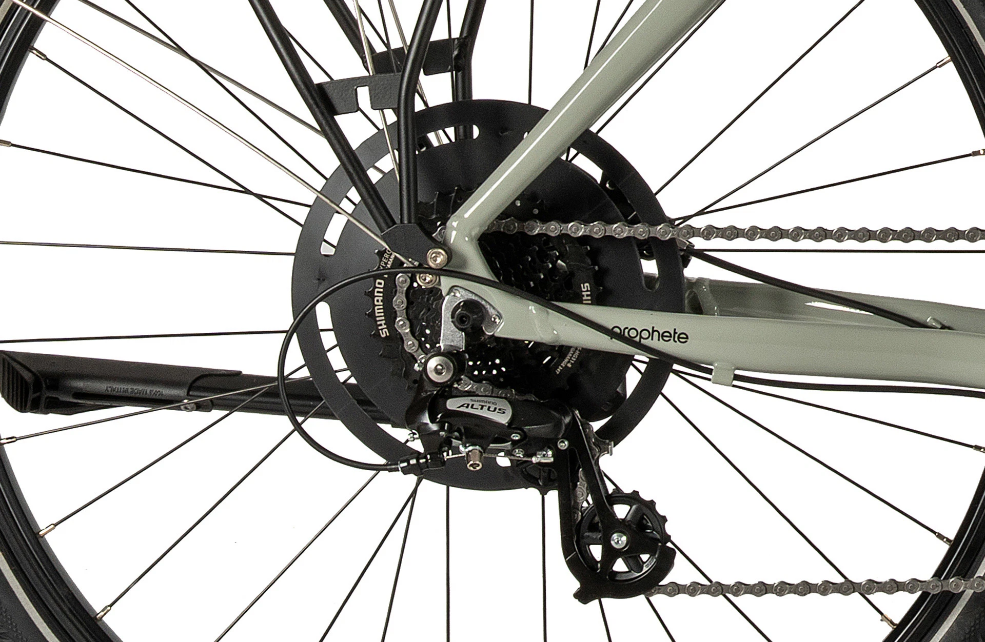 Entdecker 500 Trekking Bike Diamantrahmen - Detailansicht Schaltung auf weißem Grund