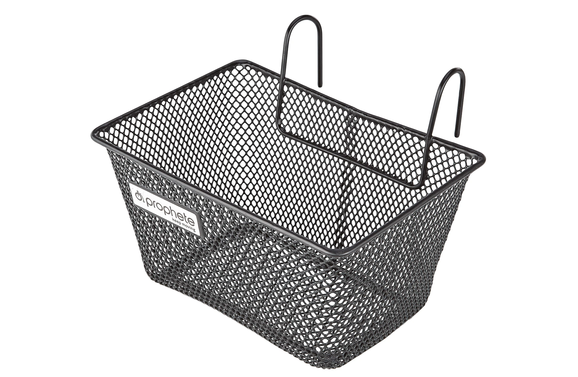 Lenkerkorb aus Metallmaschen und Randverstärkung mit Haken für Lenker und Prophete Logo