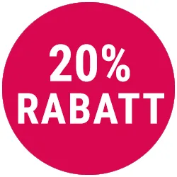 20-Prozent-Rabatt in einem pinkem Kreis