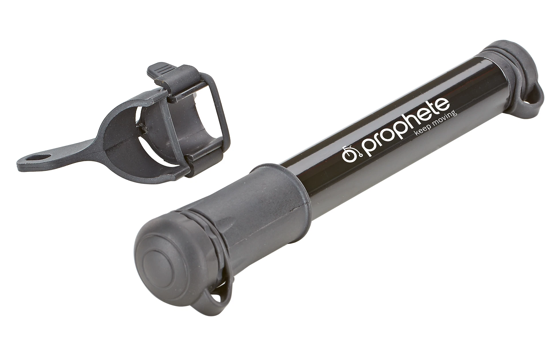 Handpumpe mit Halterung - diagonale Ansicht auf weißem Grund