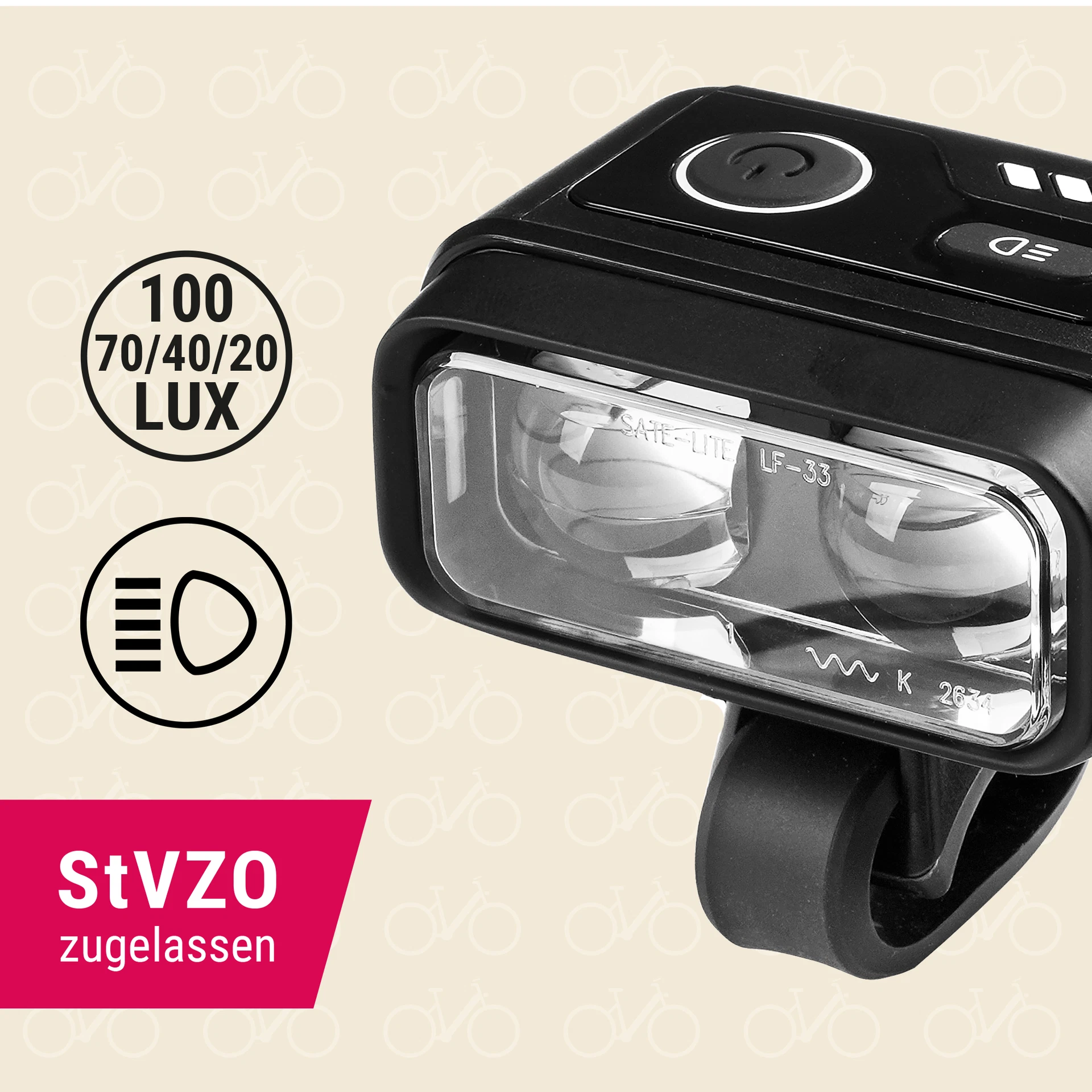 Frontscheinwerfer 100 Lux -  Ansicht von vorne