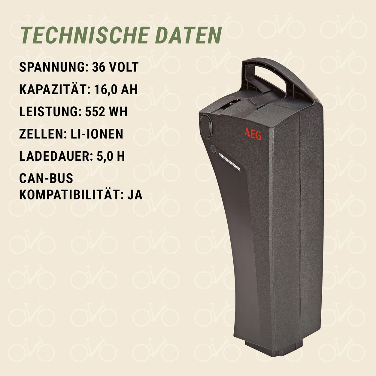AEG Sideclick Akku 16,0 Ah - technische Daten