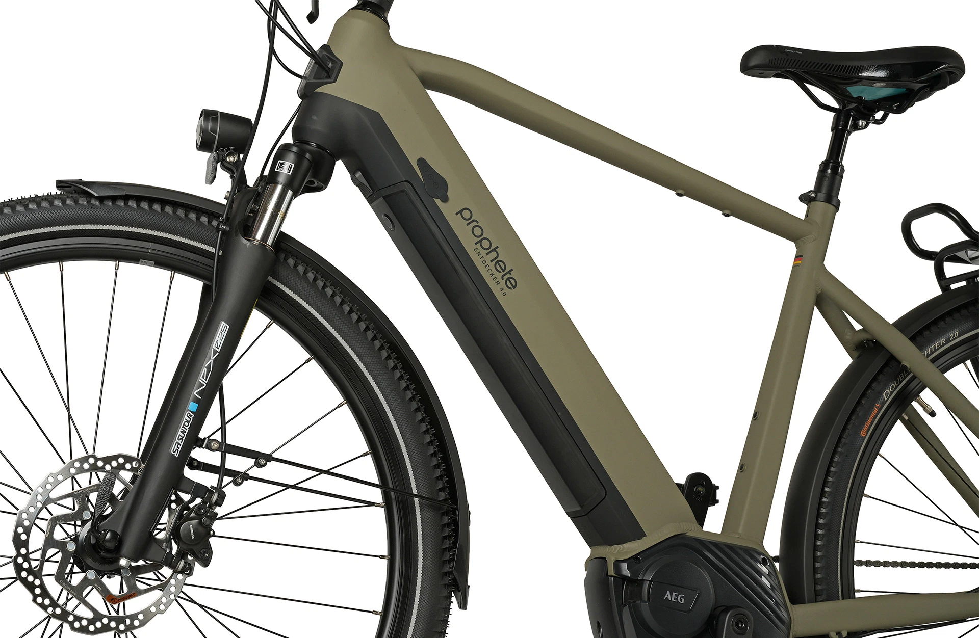 Entdecker 4.0 Trekking E-Bike Diamantrahmen - Detailansicht Akku auf weißem Grund