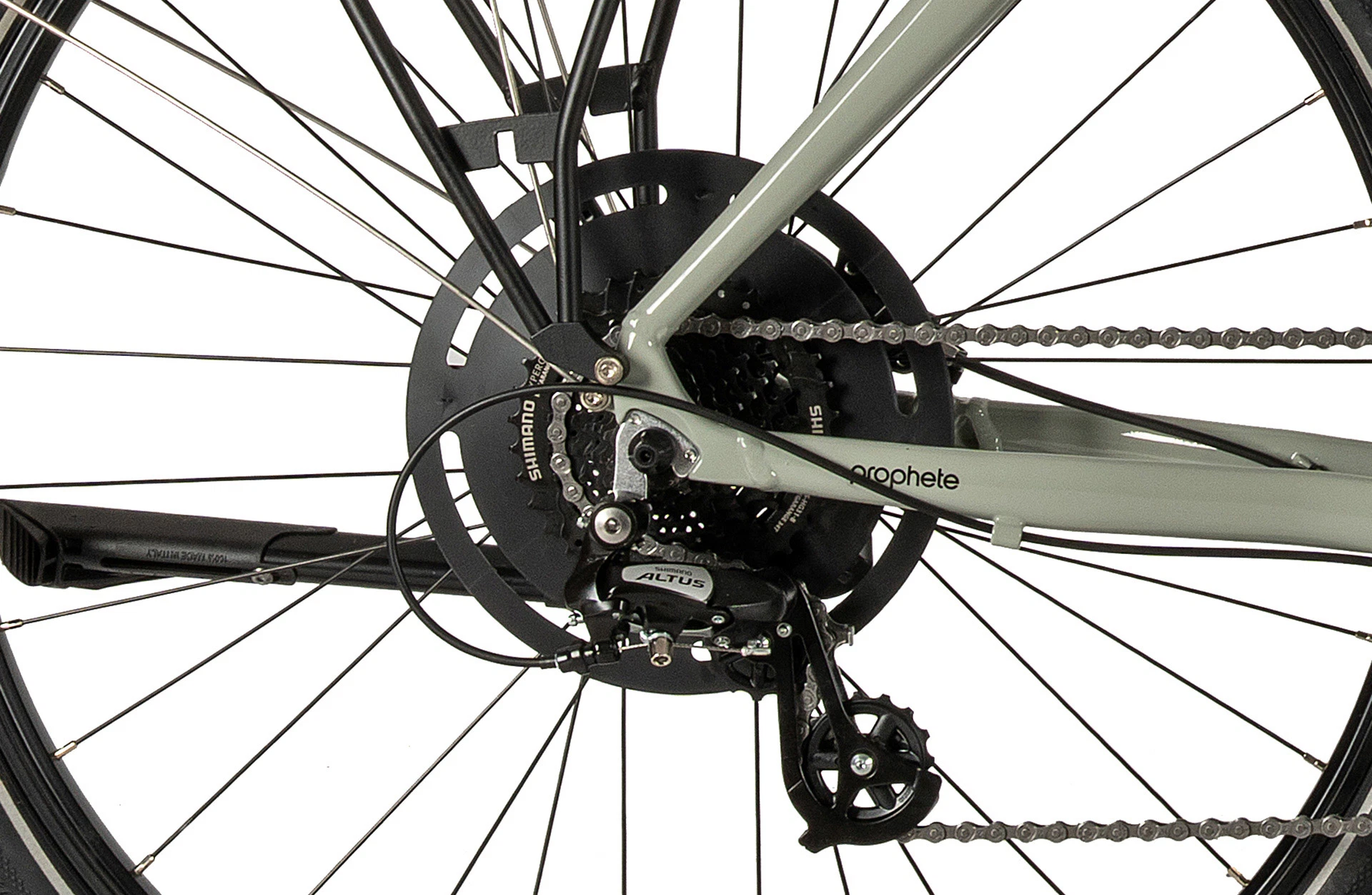 Entdecker 500 Trekking Bike Trapezrahmen - Detailansicht Schaltung auf weißem Grund