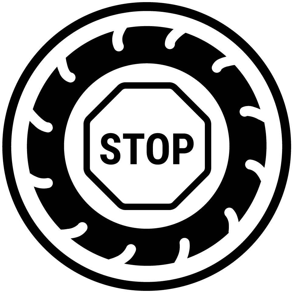 Icon Reifen mit Stoppschild im Inneren (rund)