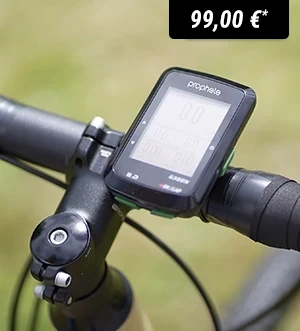 Fahrradnavi ist am Lenker eines E-Bikes montiert.