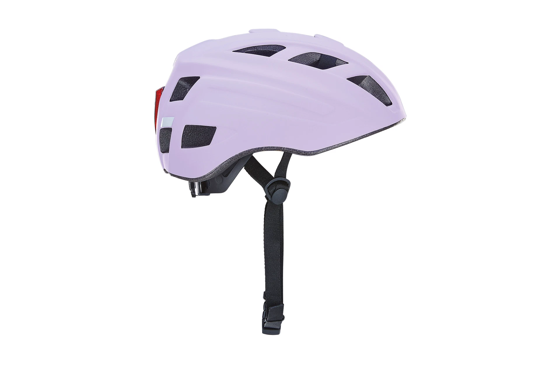 Fahrradhelm lila - seitliche Ansicht auf weißem Grund