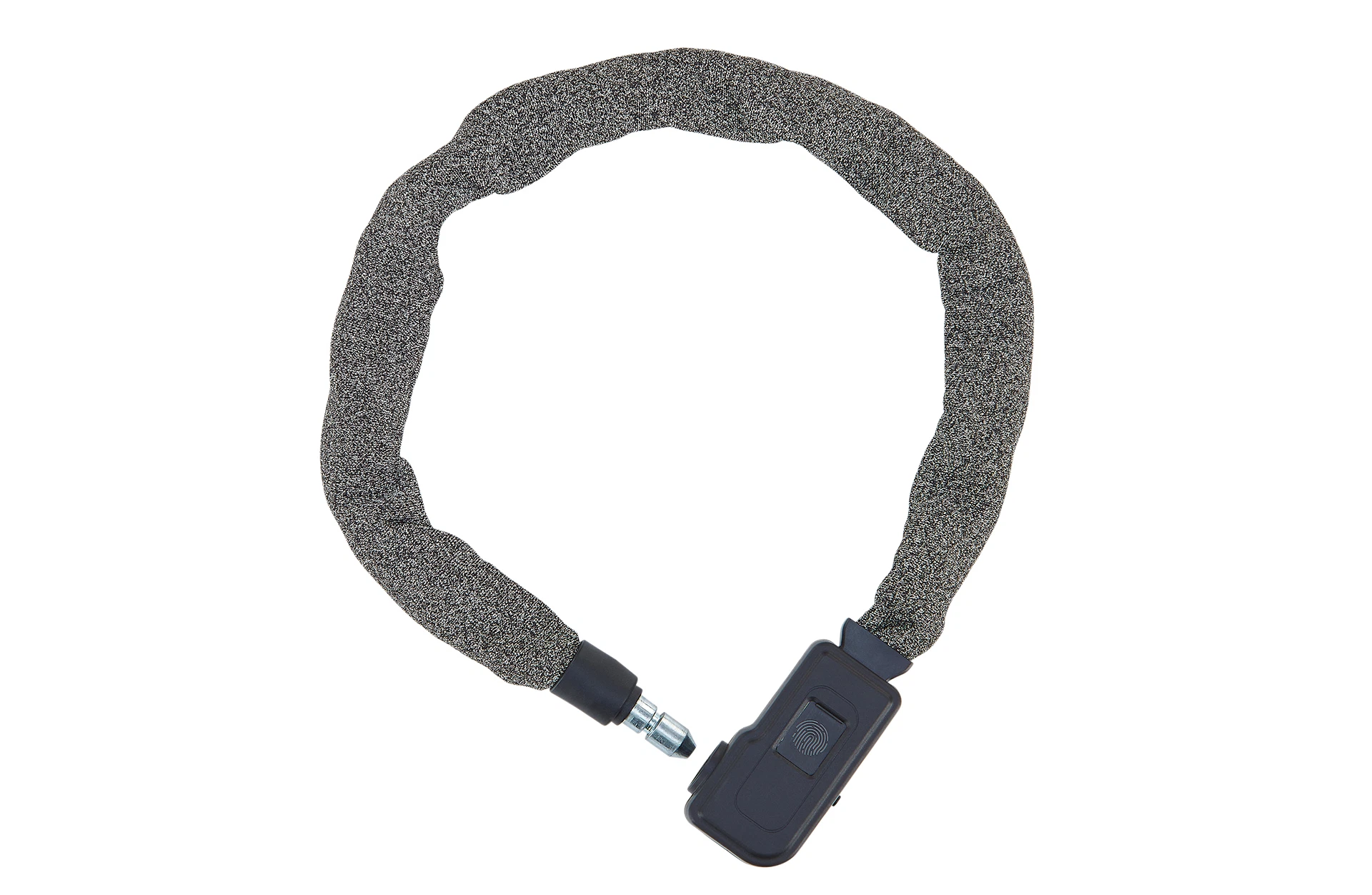 Kettenschloss geöffnet - Ansicht von oben auf weißem Grund