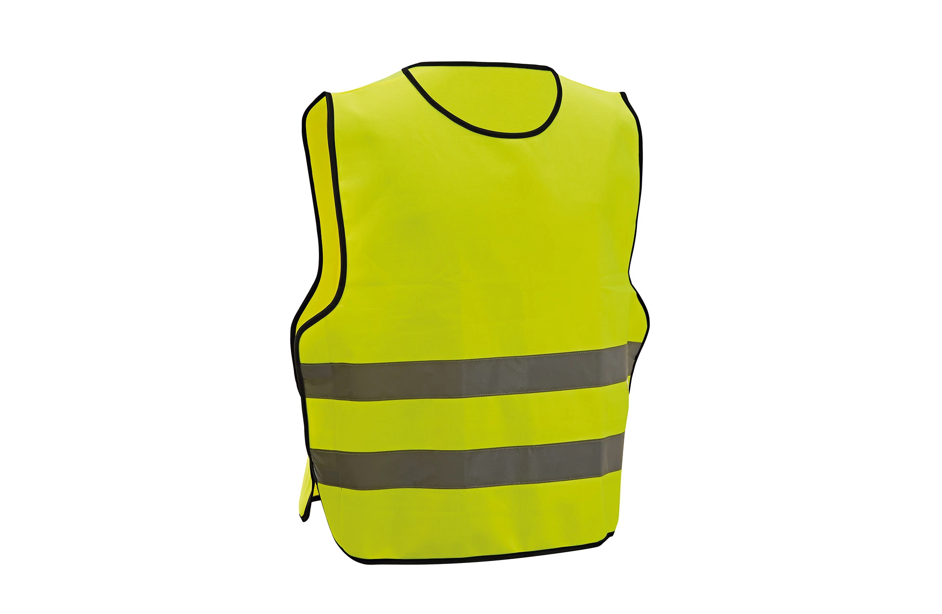 Sicherheitsweste gelb - diagonale 3D Ansicht auf weißem Grund