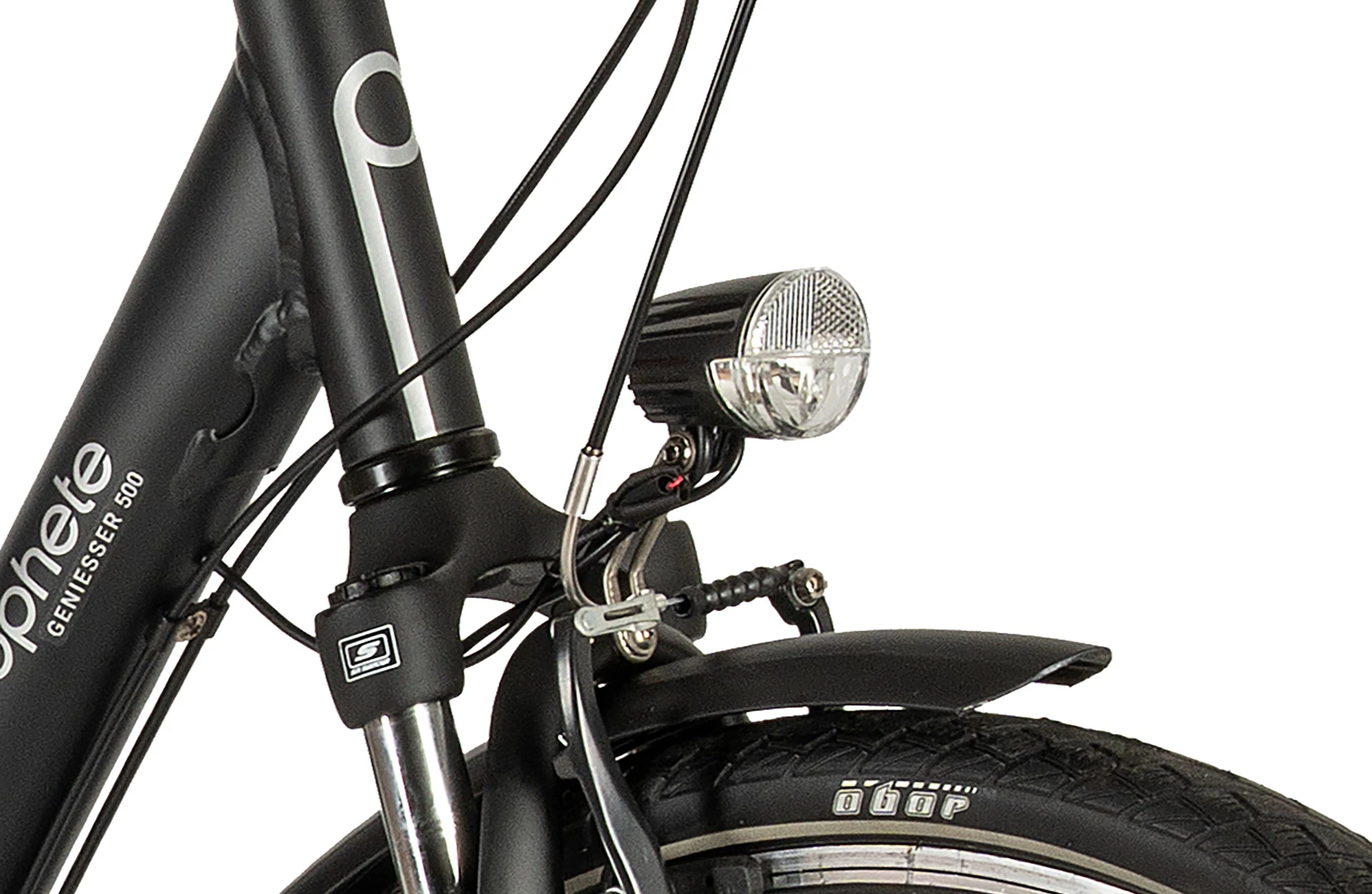 Geniesser 500 City Fahrrad - Detailansicht Beleuchtung auf weißem Grund