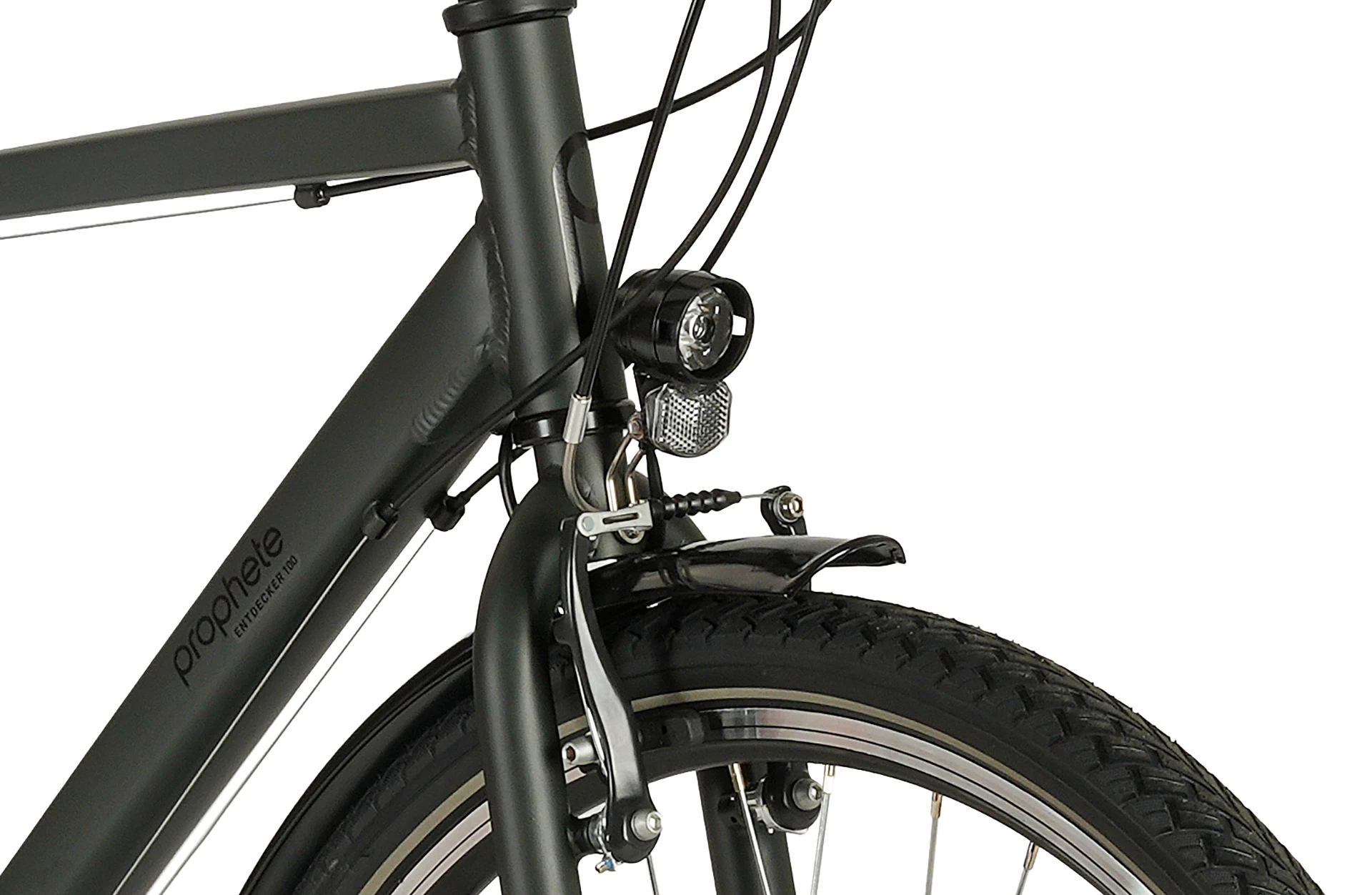 Entdecker 100 Trekking Bike Diamantrahmen - Detailansicht Beleuchtung auf weißem Grund