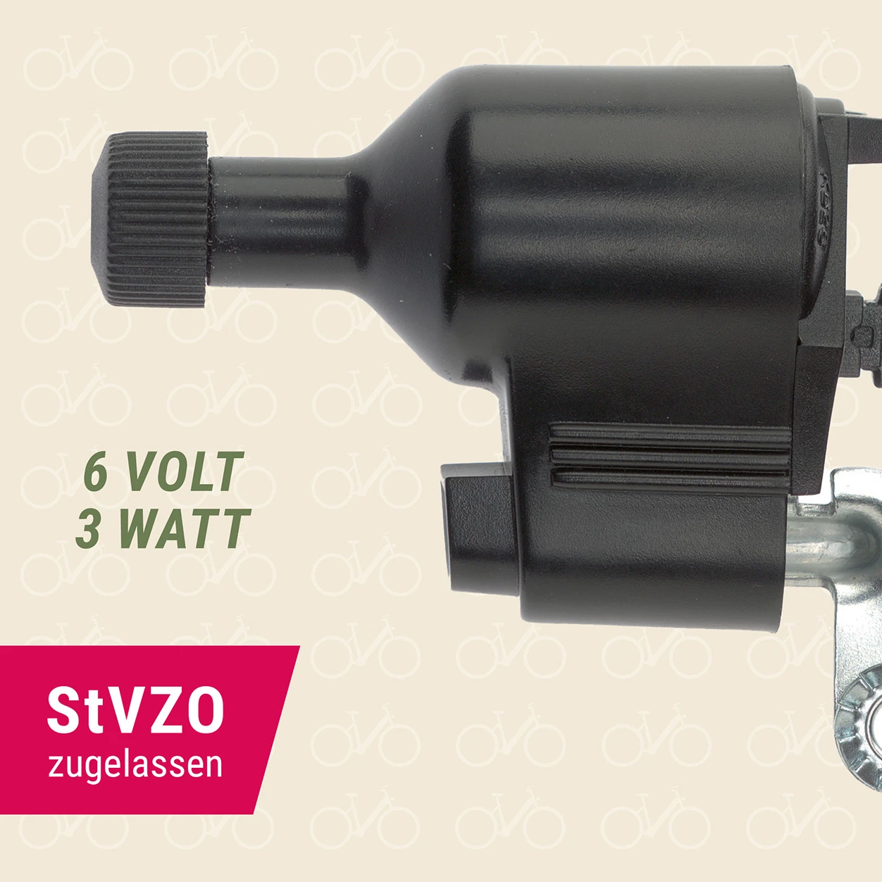 Fahrraddynamo 6 Volt 3 Watt und StVZO zugelassen - Ansicht von oben
