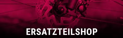 Ersatzteil-Shop Banner mit Fahrrad-Komponenten im Hintergrund und dem Schriftzug ‚Ersatzteil-Shop‘