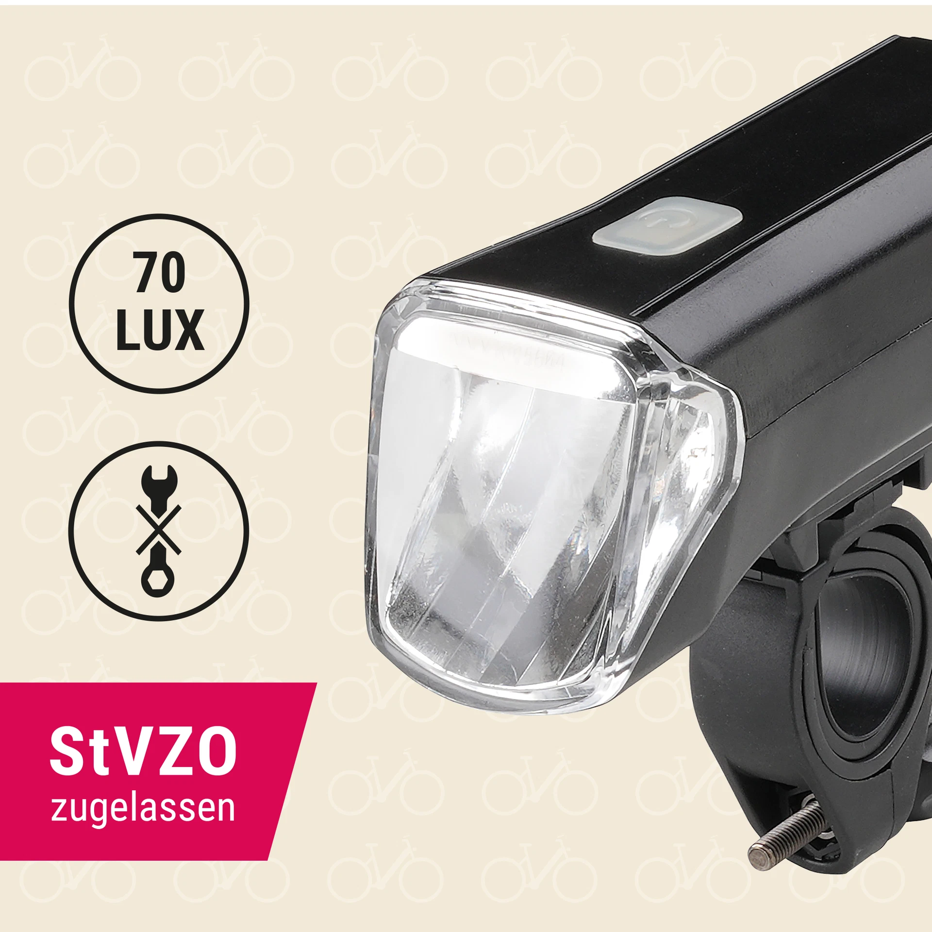 Frontscheinwerfer 70 Lux -  diagonale Ansicht auf weißem Grund