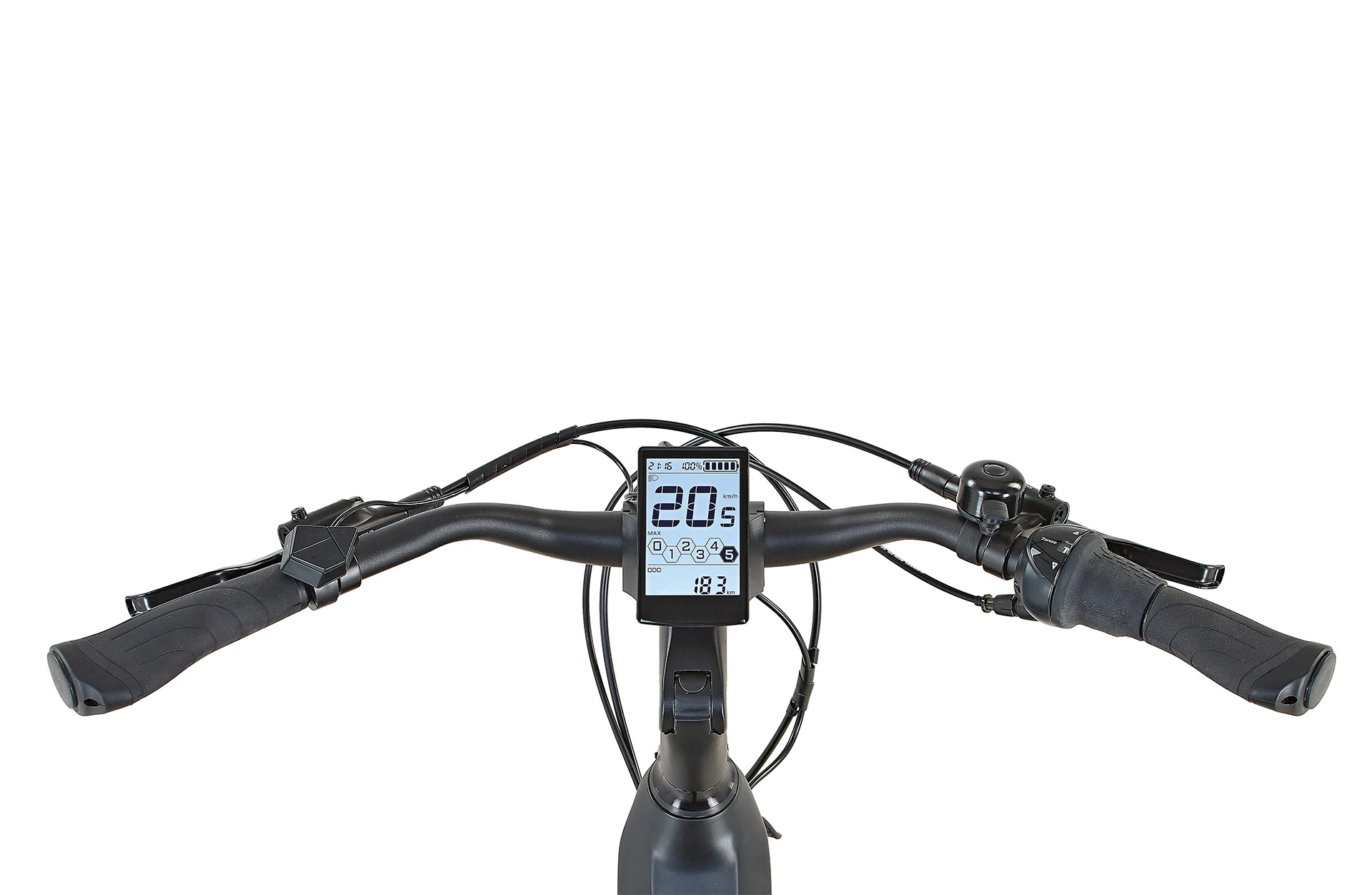 Geniesser 4.0 schwarz/silber City E-Bike - Detailansicht Display auf weißem Grund
