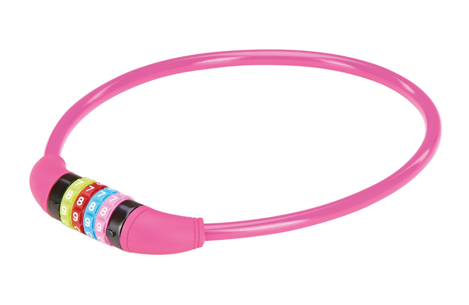 Zahlenschloss pink mit Zahlencode - diagonale Ansicht