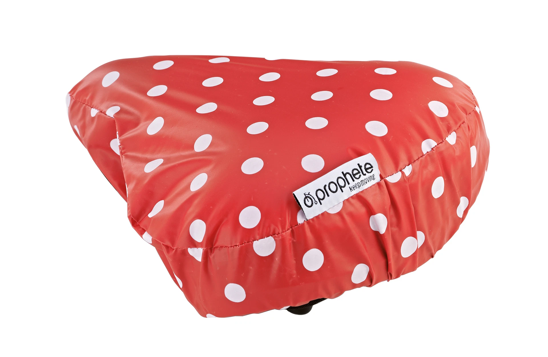 Satteldecke rot mit weißem Punkten - diagonale Ansicht auf weißem Grund