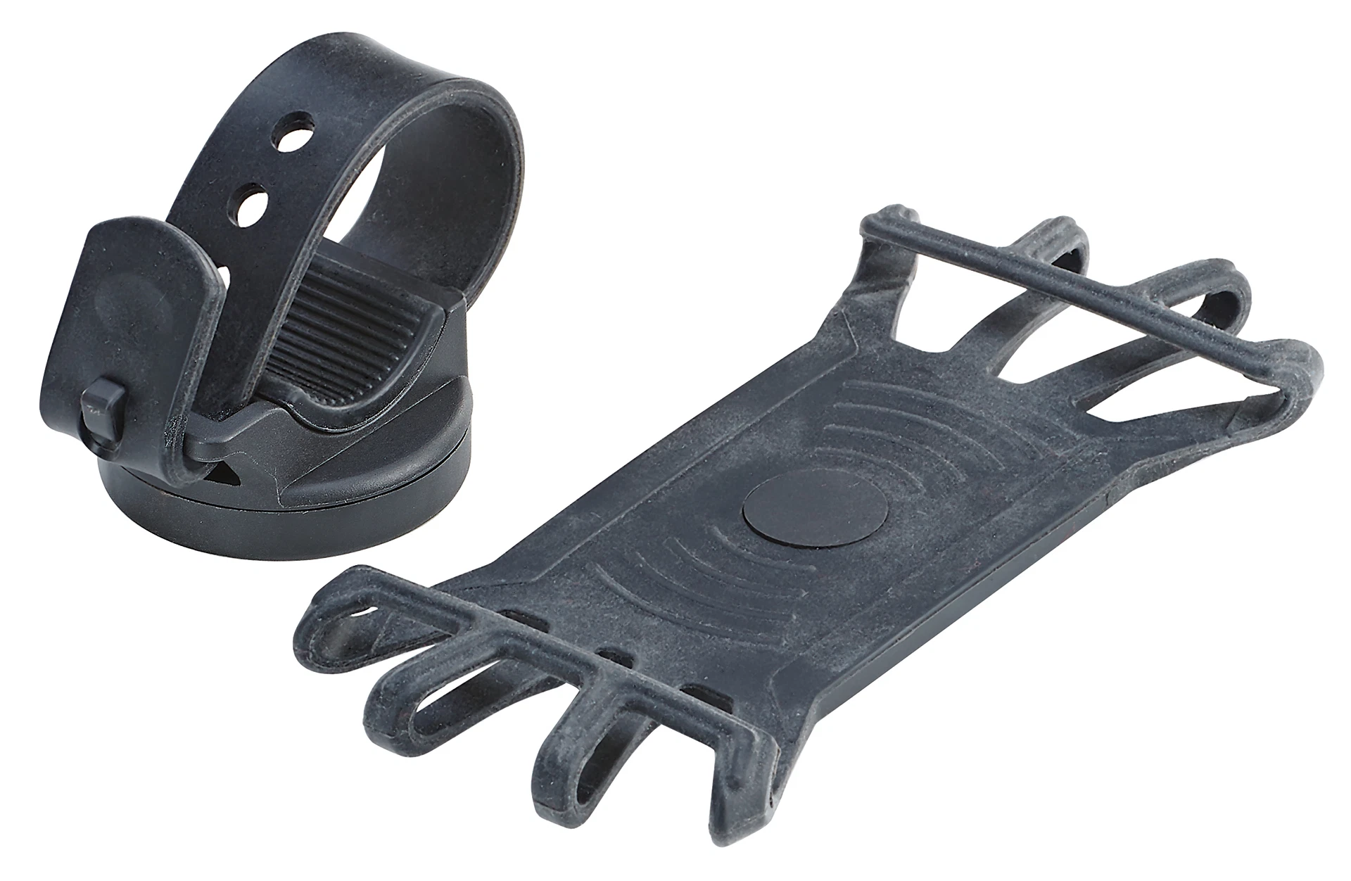 Smartphonehalter und Befestigung - diagonale Ansicht auf weißem Grund