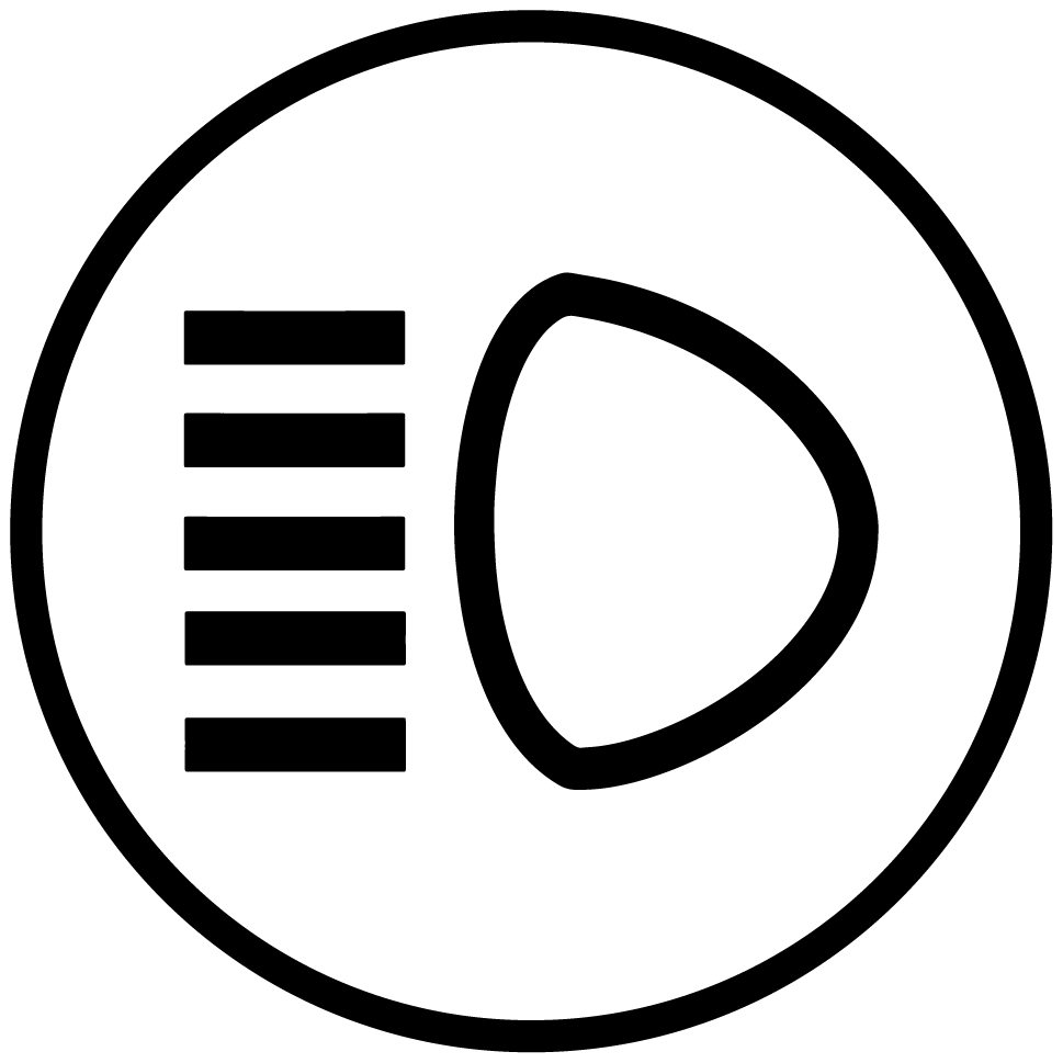 Icon Fernlicht in schwarzem Kreis auf weißem Grund