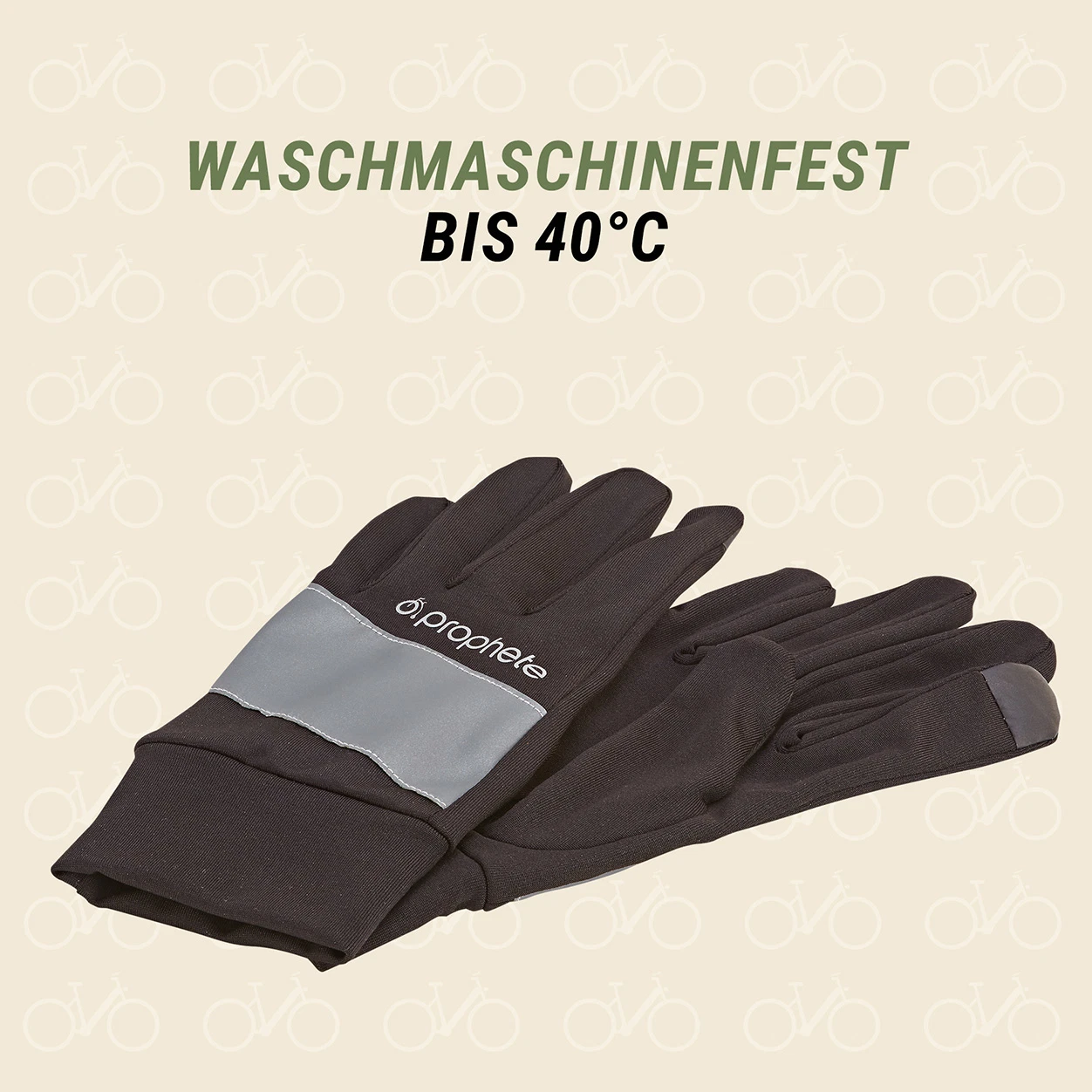 Fahrradhandschuhe lang Waschmaschinenfest bis 40 Grad - diagonale Ansicht