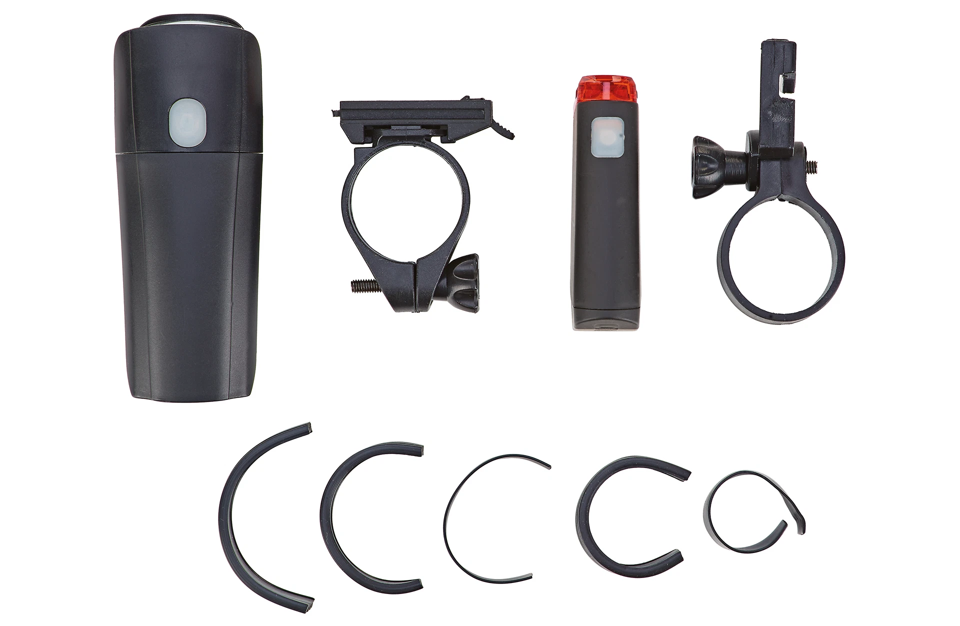 Beleuchtungsset Lieferumfang - Ansicht von oben auf weißem Grund