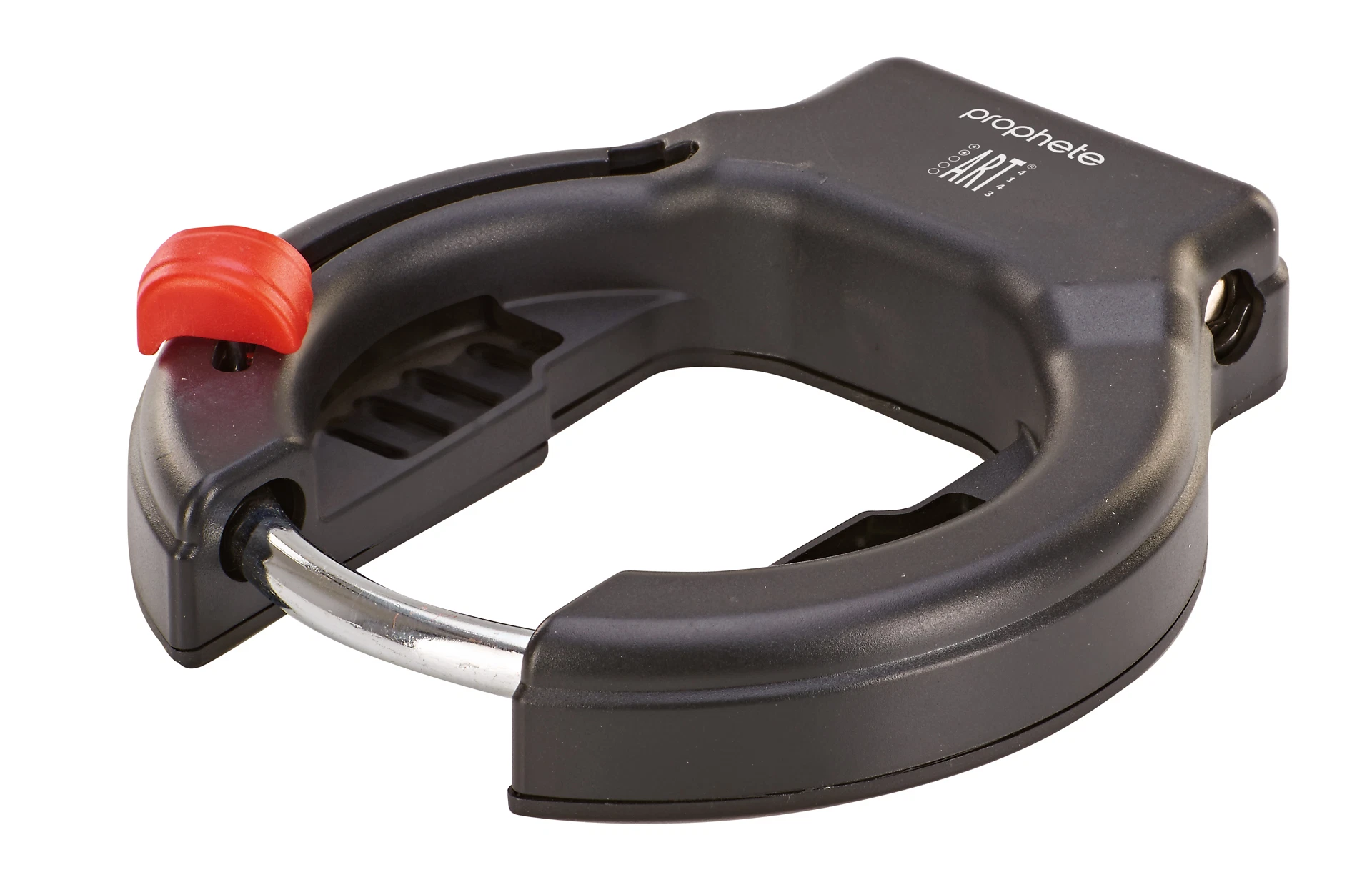 Rahmenschloss schwarz geschlossen - diagonale Ansicht weißem Grund