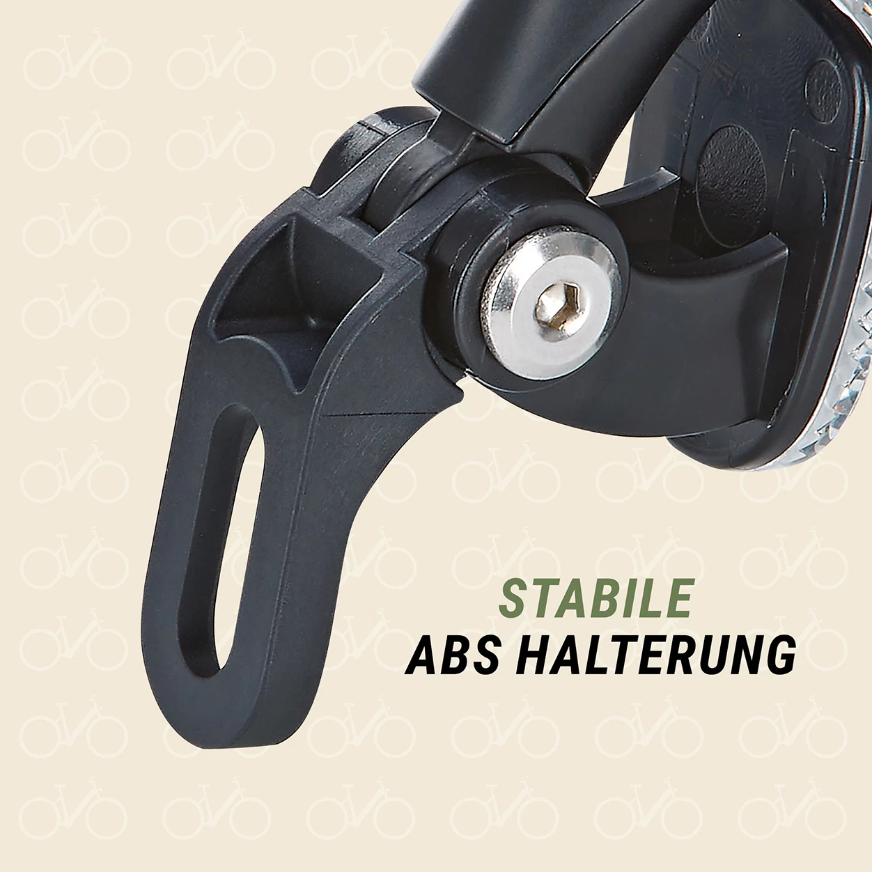E-Bike Scheinwerfer 80 LUX stabile ABS Halterung - detailansicht