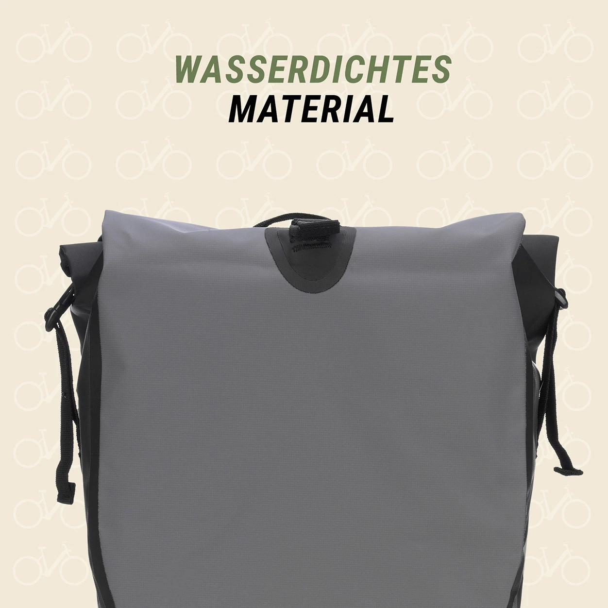 Fahrradtasche grau wasserdicht - Ansicht von hinten
