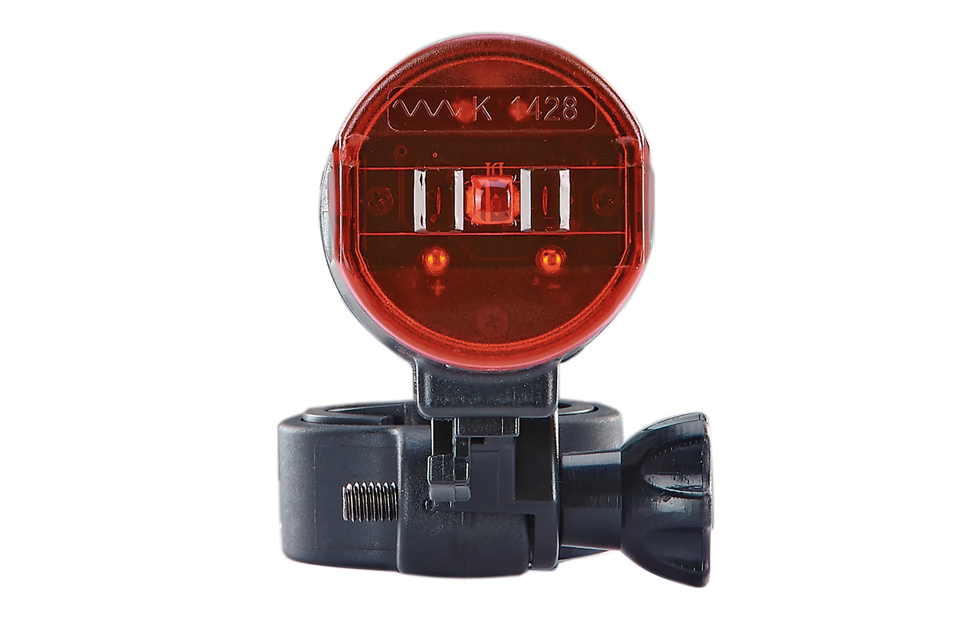 Rücklicht rot mit Befestigung - Ansicht von vorne auf weißem Grund