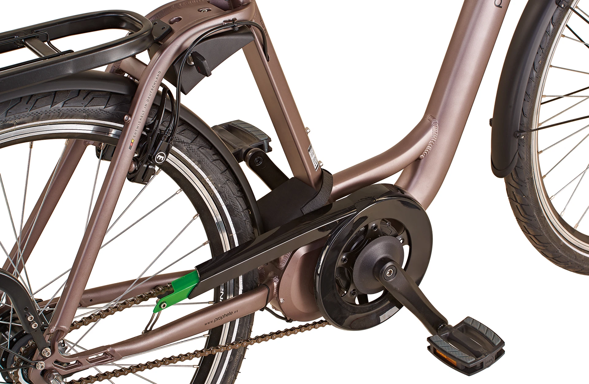 Akkukontaktschutzhülle an Fahrrad montiert - Detailansicht