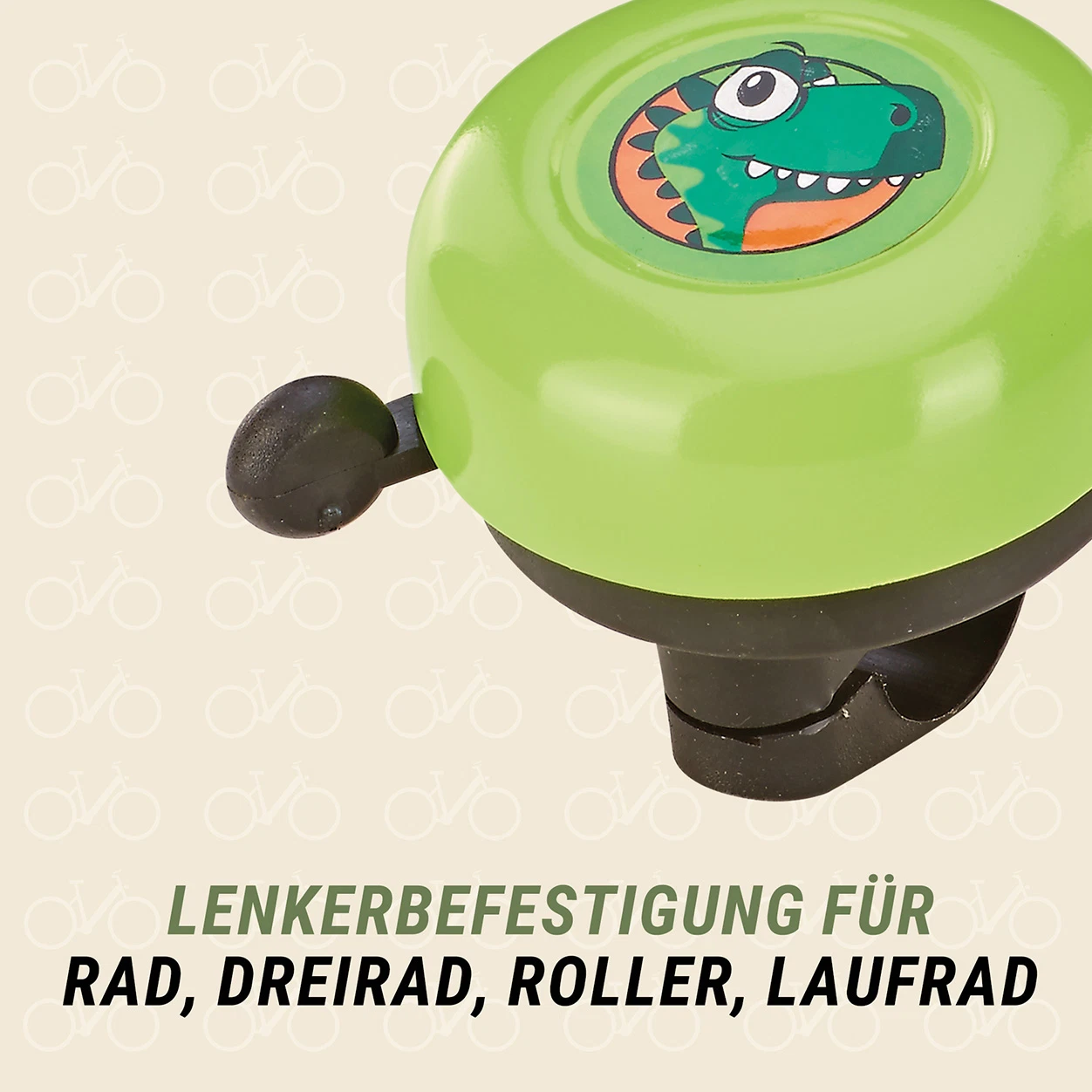Fahrradklingel Dino Lenkerbefestigung - diagonale Ansicht