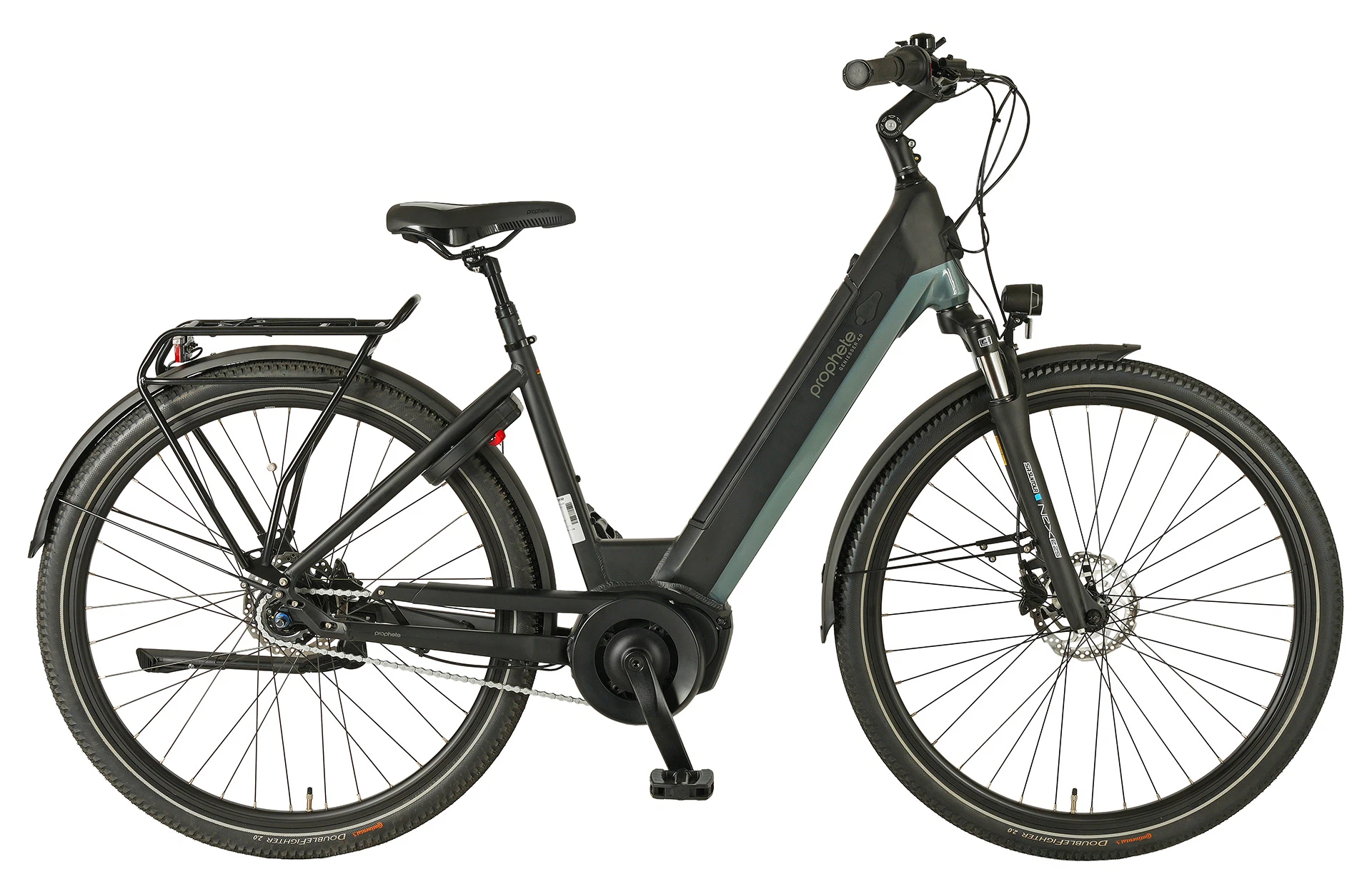 Geniesser 4.0 schwarz/silber City E-Bike - Planaufnahme auf weißem Grund