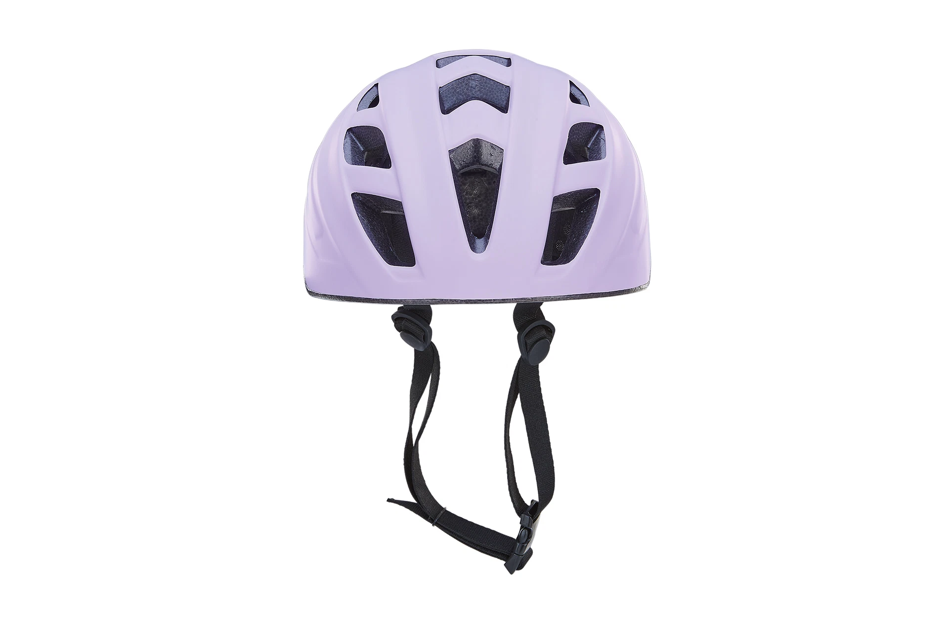 Fahrradhelm lila - Ansicht von vorne auf weißem Grund