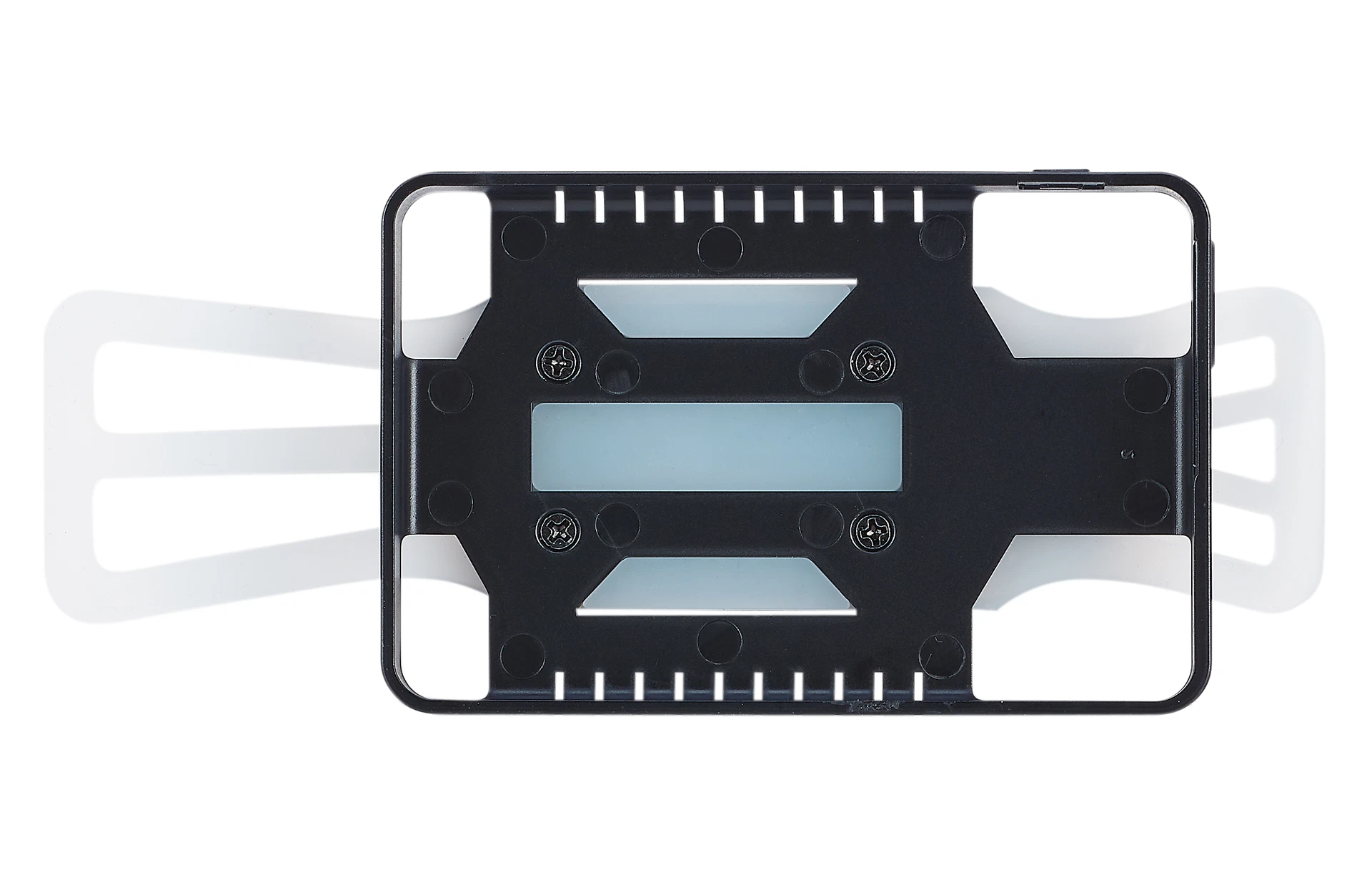 Smartphone Halterung Befestigung - Ansicht von unten auf weißem Grund